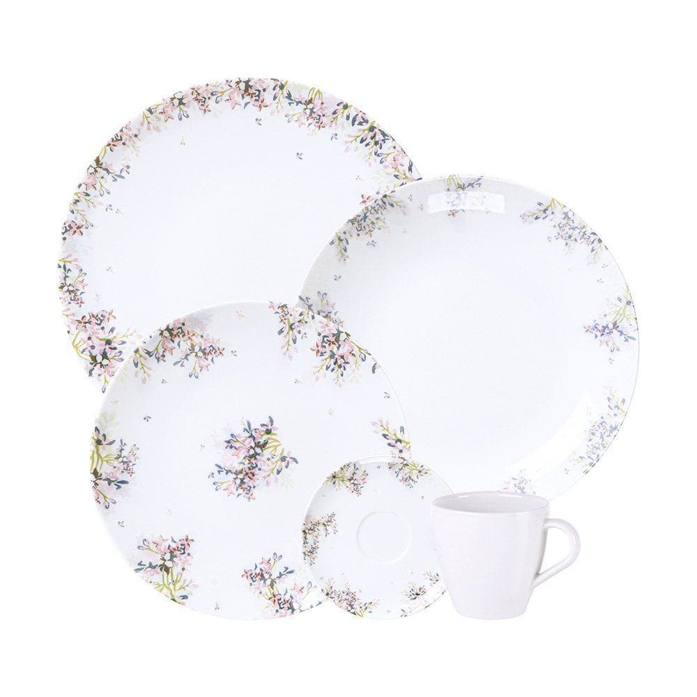 Aparelho de Jantar Tramontina Fogli 20 Peças em Porcelana Decorada