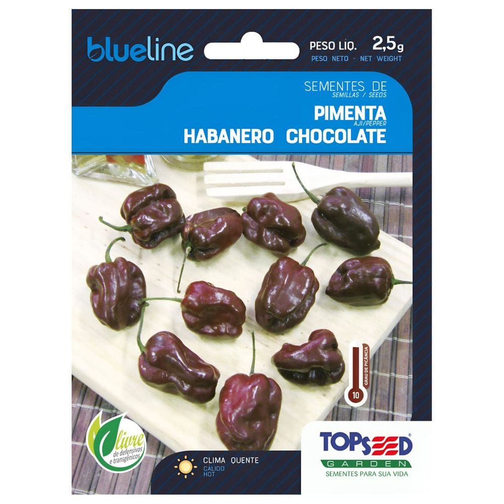 Semente de Pimenta Habanero Chocolate Blueline TOPSEED