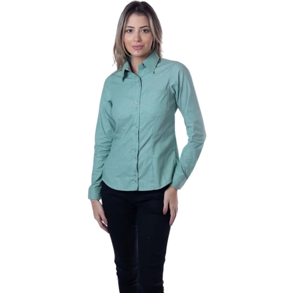 Camisa Social Unioffice Manga longa Verde
