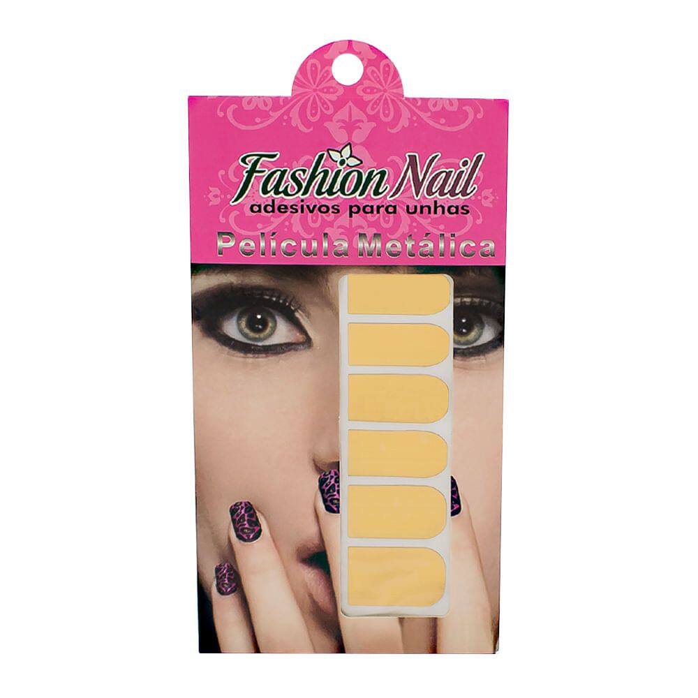 Adesivo Unha Fashion Nail Metálica Dourada 1 Cartela com 16 Adesivos