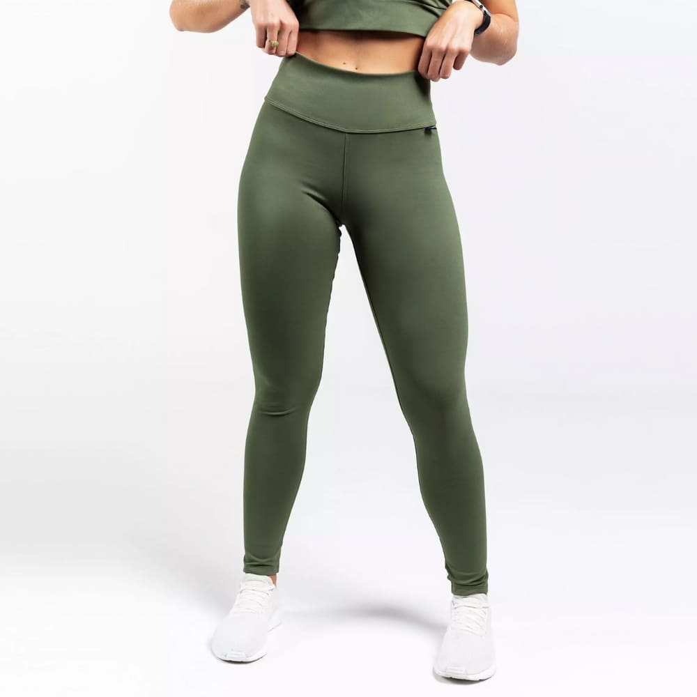 Calça Legging EMANA Cós Normal Verde Militar Fio Inteligente