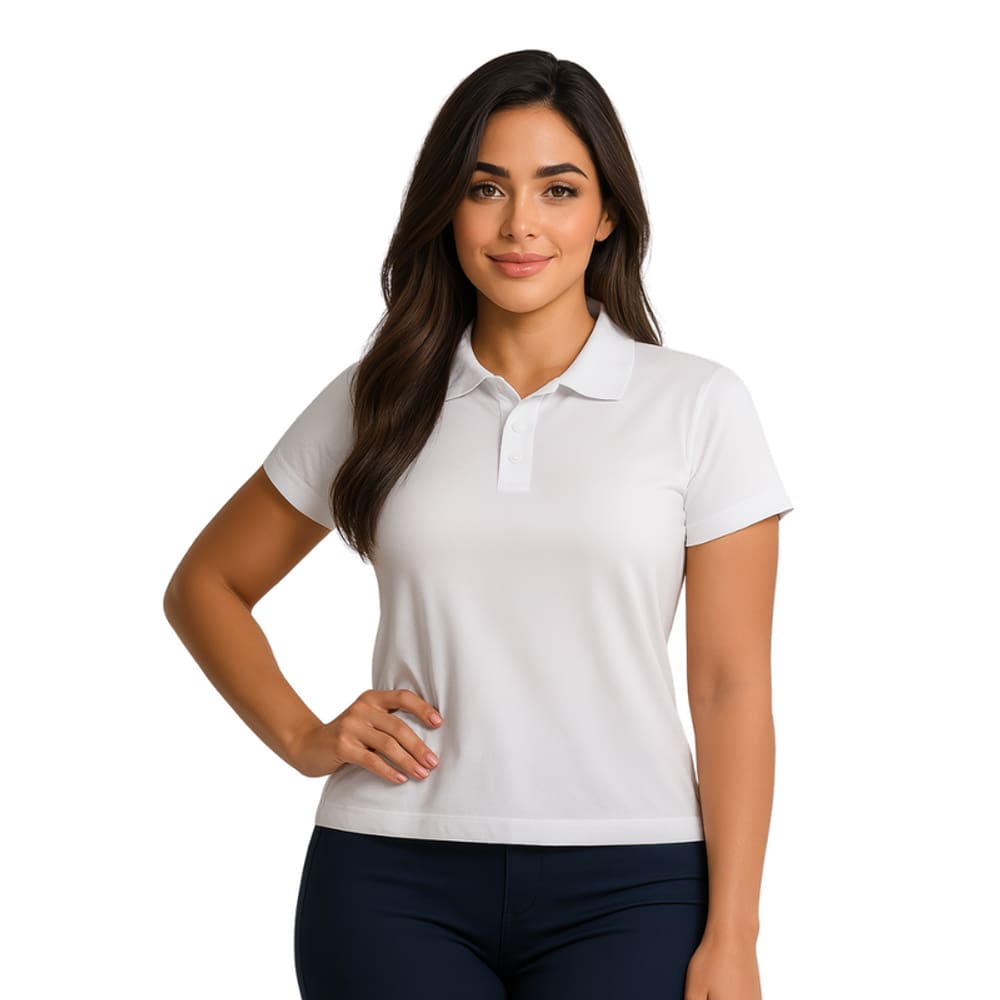 Camiseta Polo Baby Look Branco