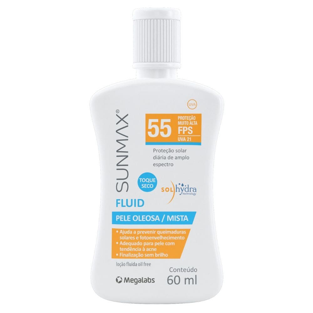 Protetor Solar Sunmax Fluid Pele Oleosa e Mista FPS 55 Loção Fluida com 60ml