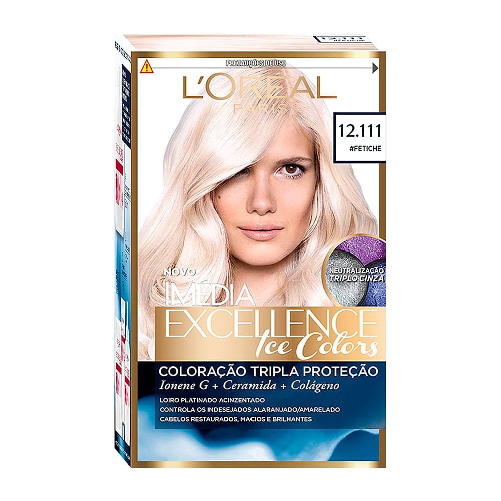 Tintura Creme Imédia Excellence L`oréal Ice Colors Fetiche 12.111 Kit