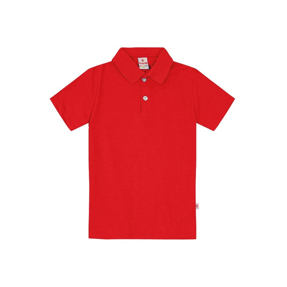 Camisa Polo Básica Infantil Menino Em Malha Vermelho