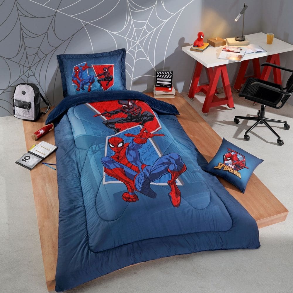 Edredom De Plush Infantil Disney Homem Aranha 160x240cm - Plush Spiderman Team