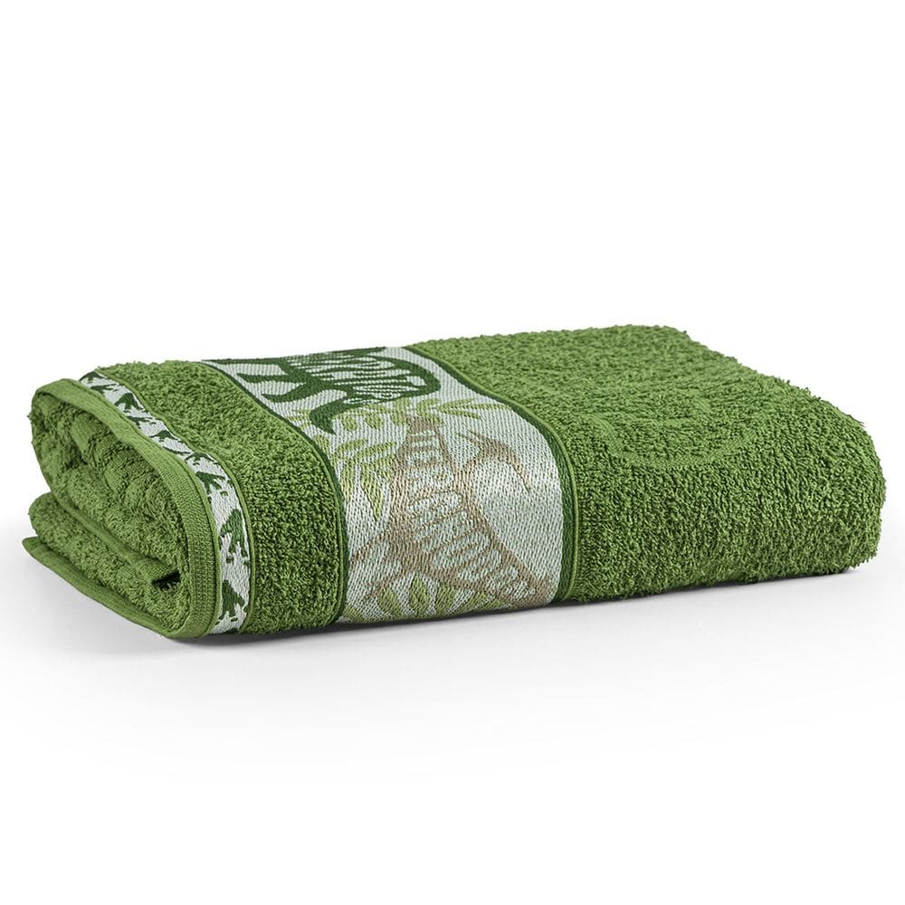 Toalha de Banho Avulsa Minimi Infantil 100% Algodão - 1,15m x 75cm - Jurássico Dinossauro - Verde