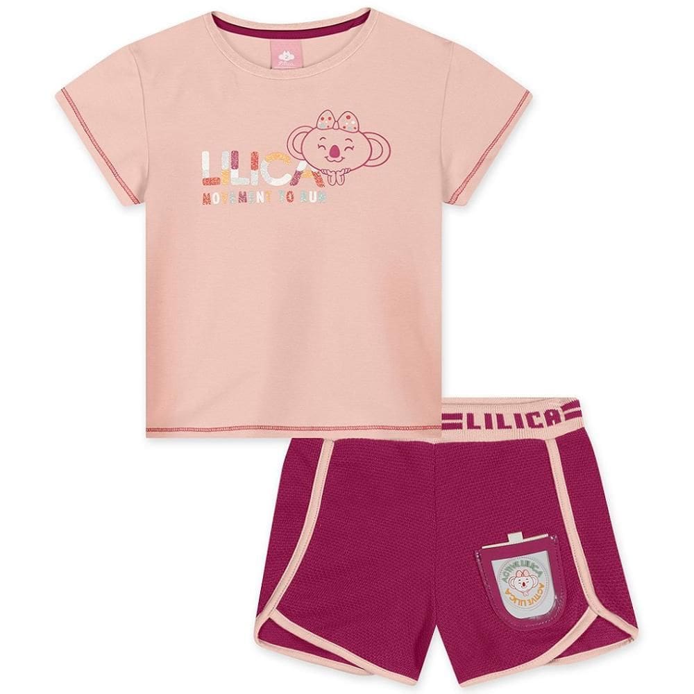 Conjunto Curto Lilica Ripilica Blusa Short To Run Rose Vinho
