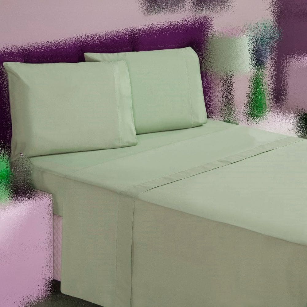 Jogo de Cama Casal 3p Lençol sem Elástico + Fronha 100% Algodão Percal Rubi