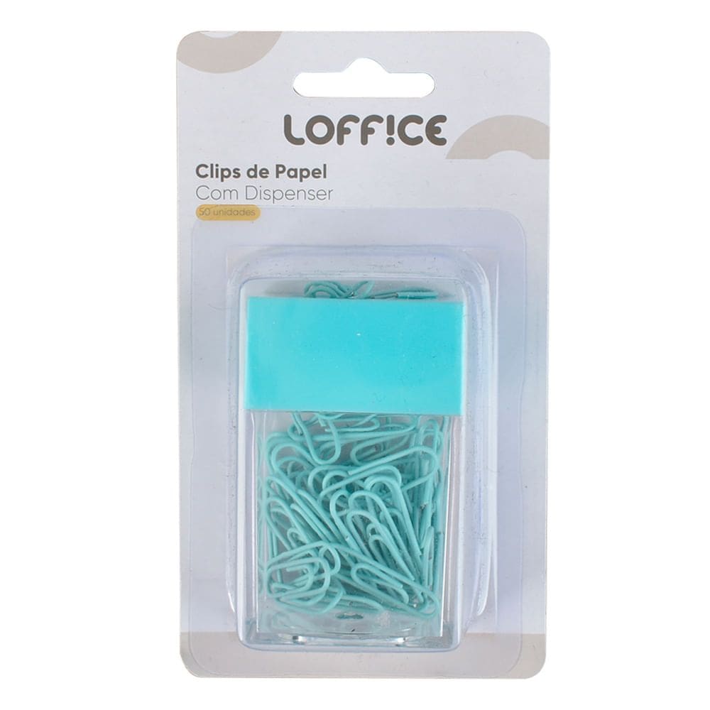 Clips Papel 50 unidades com Dispenser 28mm CV244904 Loffice Variado