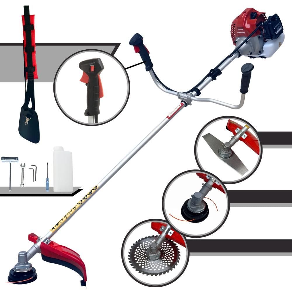 Roçadeira Kawashima BCJ521L À Gasolina 52cc 2,5HP 10000rpm Cortador de Grama Completo Com Carretel de Nylon + Lâmina 2 Pontas + Lâmina 40 Dentes Vídea