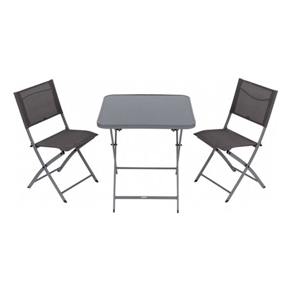 Conjunto Para Jardim 3 Pecas Em Aco Cinza Escuro Emys