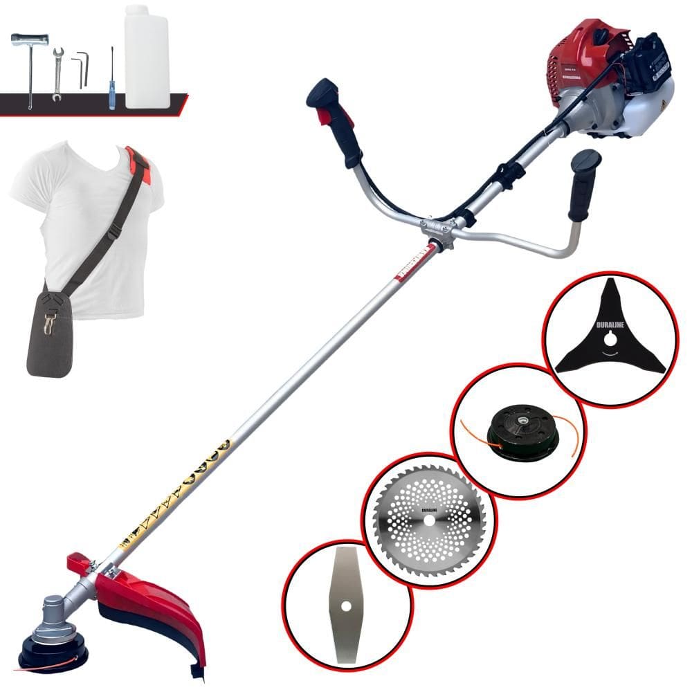Roçadeira Lateral Multifuncional Kawashima BCJ521L À Gasolina Motor 2 Tempos 2,5HP 52cc 10.000rpm Kit Extra de Faca 3 Pontas e Faca 40 Dentes de Vídea
