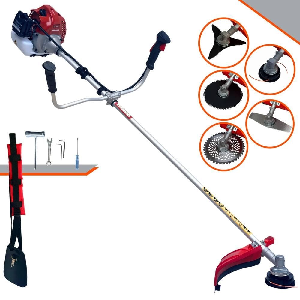 Roçadeira Robusta À Gasolina Kawashima BCJ431L 1,7HP 43cc 10000rpm C/ Carretel + Lâminas Facão e 3 Pontas + Discos Circulares 40 Dentes e 80 Dentes