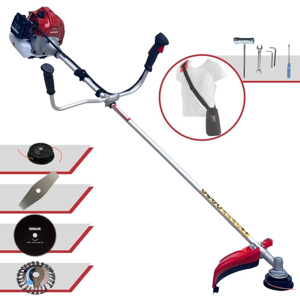 Roçadeira Multifuncional Kawashima BCJ521L À Gasolina 52cc 2,5HP Com Carretel + Lâmina 2 Pontas + Lâmina 80 Dentes + Escova Circular de Aço 24 Cerdas