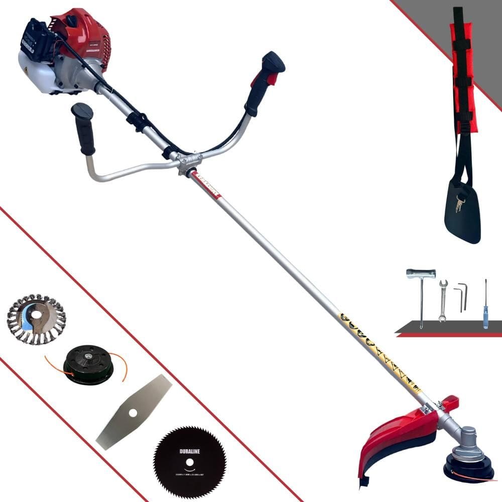 Roçadeira Profissional Kawashima BCJ521L À Gasolina 52cc 2,5HP 4 Em 1 Com Carretel Nylon + Lâmina 2 Pontas + Lâmina 80 Dentes + Escova Rotativa de Aço