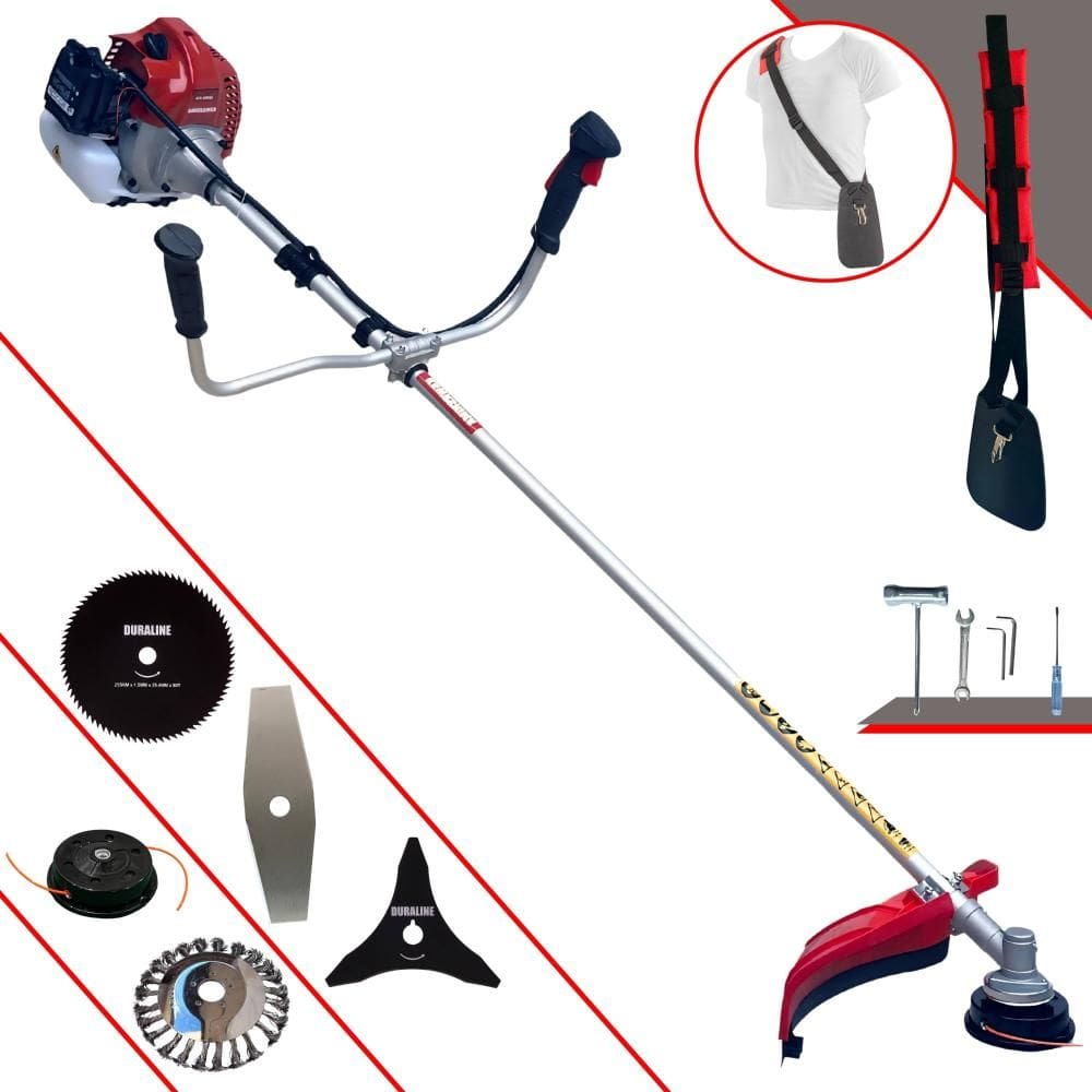 Roçadeira Multifuncional Kawashima BCJ431L À Gasolina 43cc 1,7HP Com Carretel + Lâmina Facão + Lâmina 80 Dentes + Escova Circular de Aço 38 Cerdas