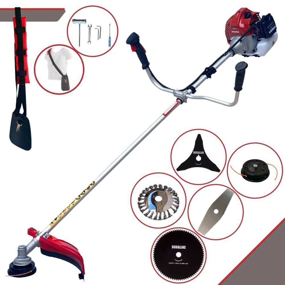 Roçadeira Kawashima BCJ431L À Gasolina 43cc 1,7HP Completa Com Carretel Nylon + Lâmina 2 Pontas + Lâmina 80 Dentes + Escova de Aço Rotativa 38 Cerdas