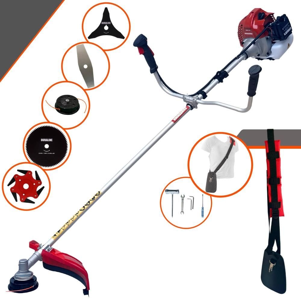Roçadeira Profissional Kawashima BCJ521L À Gasolina 2T 52cc 2,5HP Com Carretel + Lâmina Facão + Lâmina 3 Pontas + Lâmina 6 Pontas + Lâmina 80 Dentes