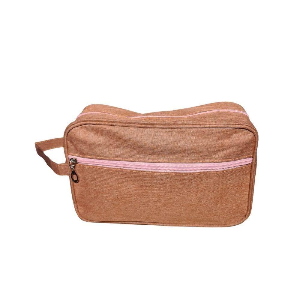 Bolsa Necessaire Estojo Organizadora De Objetos Maquiagem Cosméticos Multifuncional Portátil Impermeável Rosa