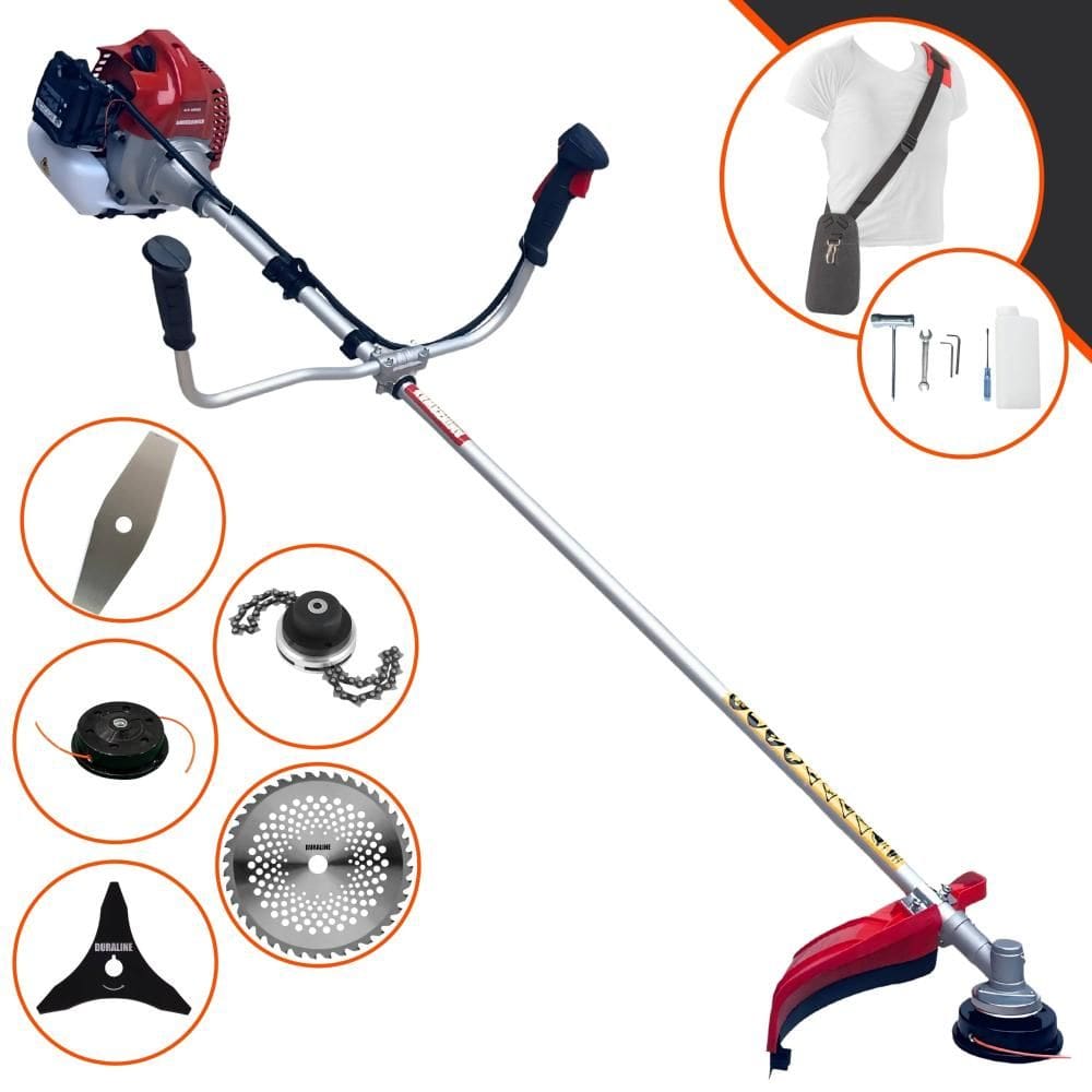 Roçadeira À Gasolina Kawashima BCJ521L Motor 2T 52cc 2,5HP 10.000rpm Alta Performance Aparador de Grama Com Carretel Nylon e Kit 4 Lâminas de Corte