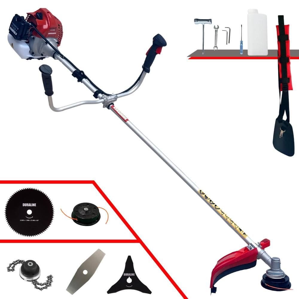 Roçadeira Profissional Kawashima BCJ521L À Gasolina 52cc 2,5HP 10.000rpm Com Carretel + Lâmina 2 Pontas + Lâmina 3 Pontas + Lâmina 80 Dentes + Trimmer