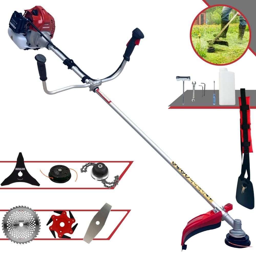 Roçadeira À Gasolina Kawashima BCJ521-L 52cc 2T 2,5HP Com Carretel + Faca 2 Pontas + Faca 3 Pontas + Faca 6 Pontas + Disco 40 Dentes Vídea + Trimmer