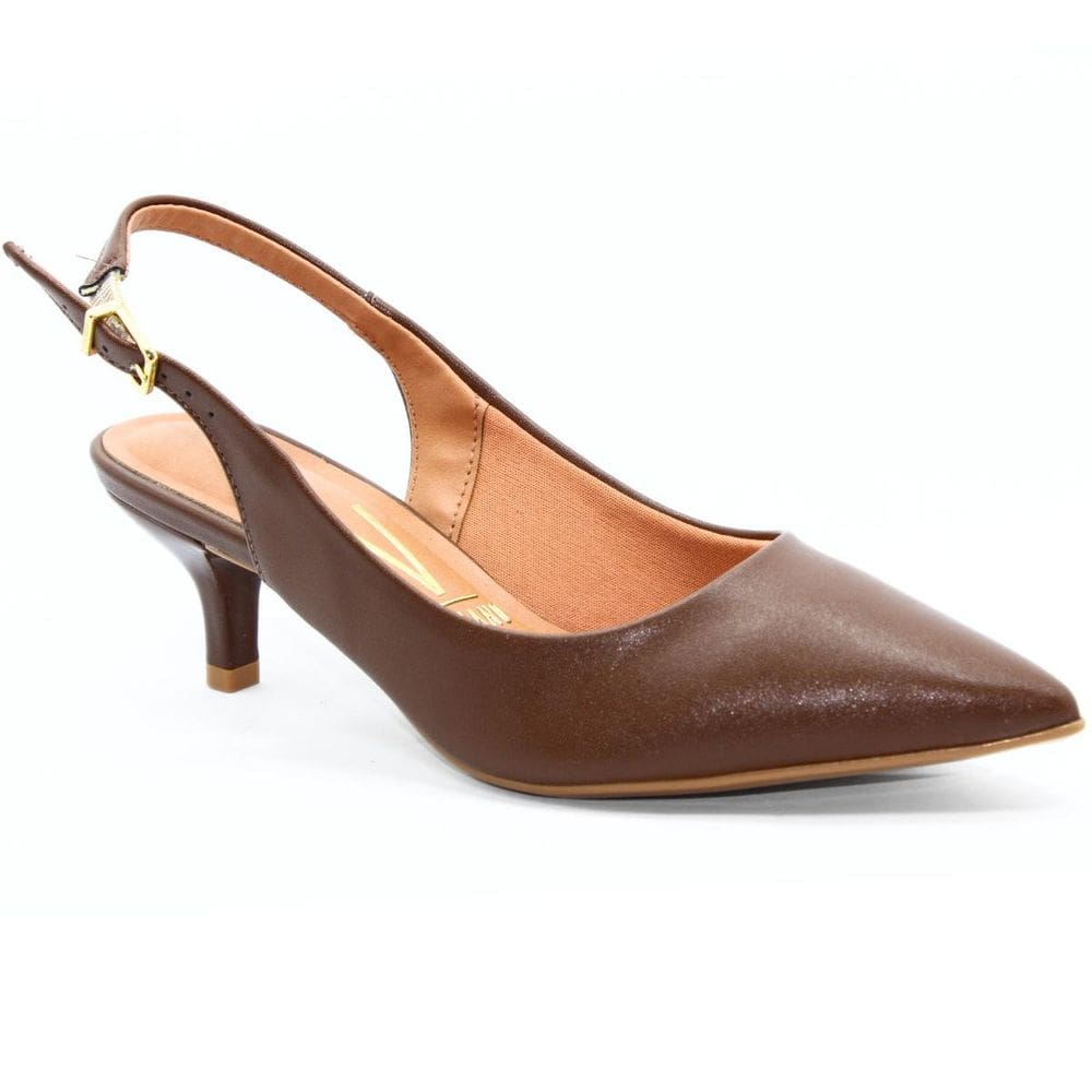 Scarpin Vizzano Slingback Bico Fino Salto Baixo - Marrom