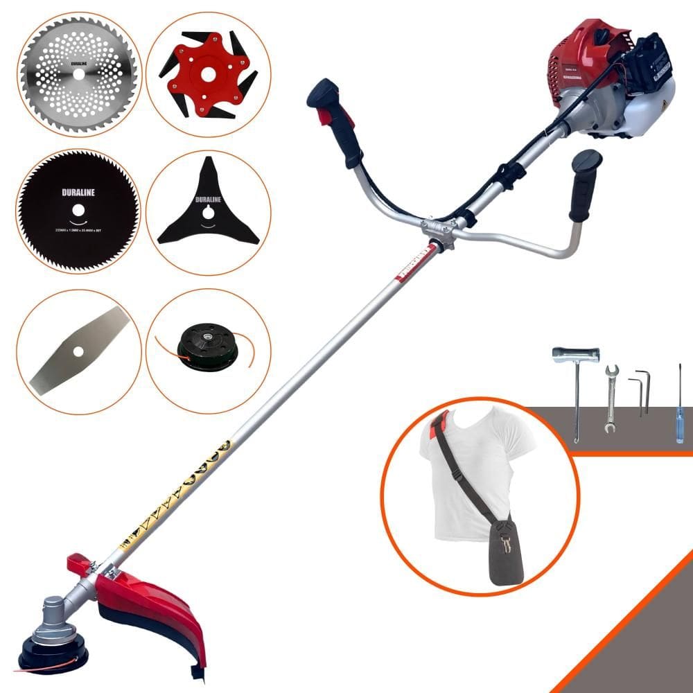 Roçadeira Lateral À Gasolina Kawashima BCJ521-L 52cc 2,5HP 10000rpm Alta Performance Roçadeira Completa Com Carretel de Nylon e Kit 5 Lâminas de Corte
