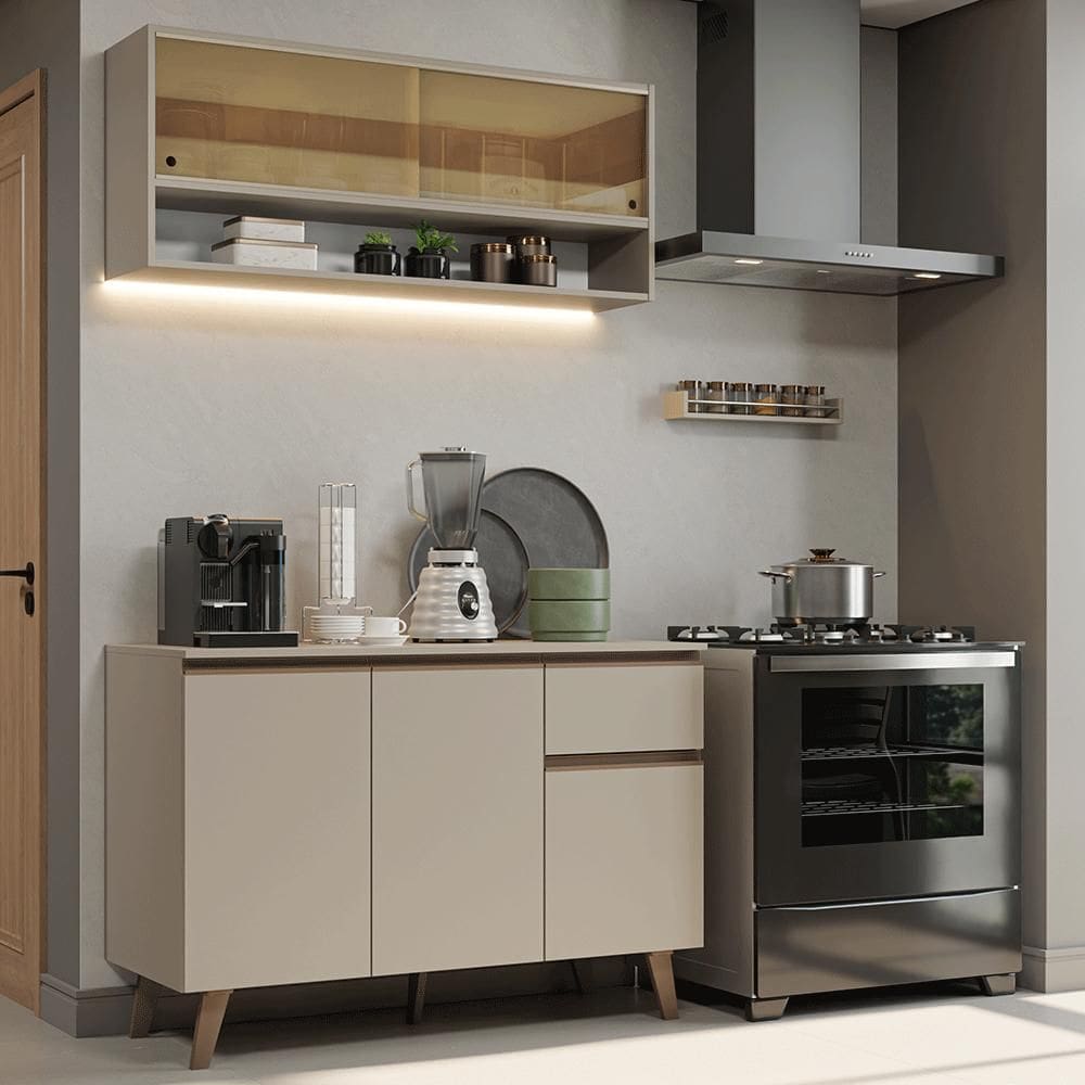 Armário de Cozinha Compacta 120 cm Crema Nice Madesa 01