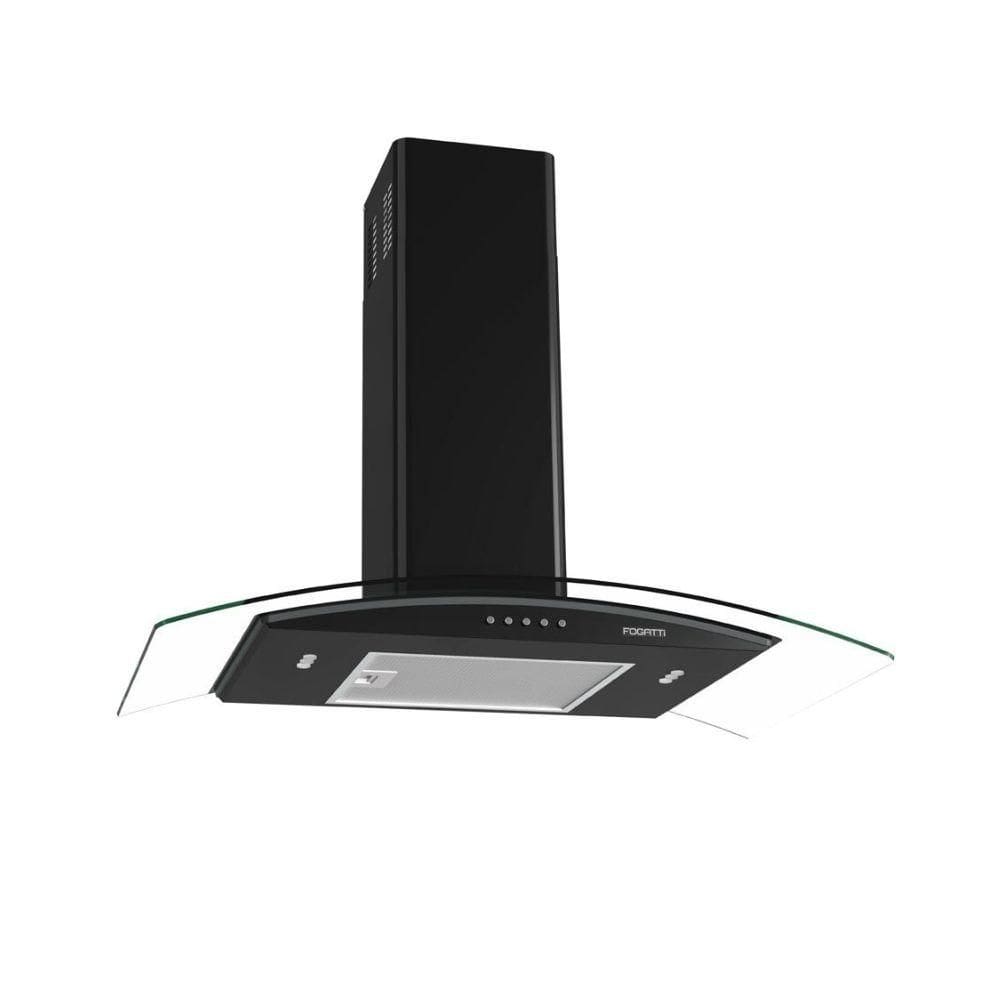 Coifa de Parede Fogatti 80cm Vidro Curvo Clean, 3 Velocidades, Led, e Função Exaustor ou Depurador