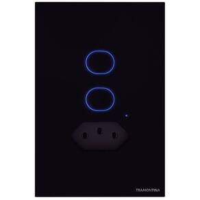 Interruptor Onne Touch Smart Tramontina Preto Com 2 Canais E 1 Tomada 2p+t 10 A 250 V Tramontina