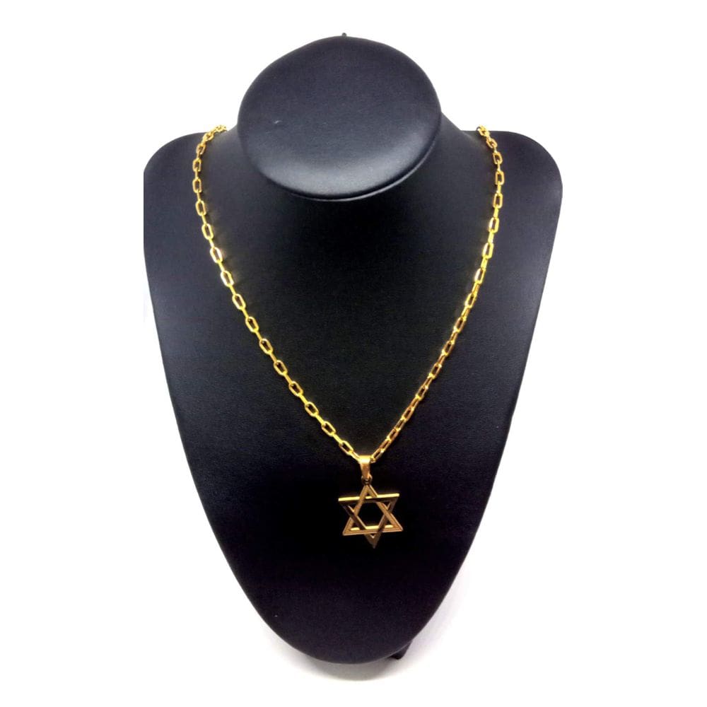 Cordão Corrente Elo Cartier Banhada Ouro 18K Estrela De Davi