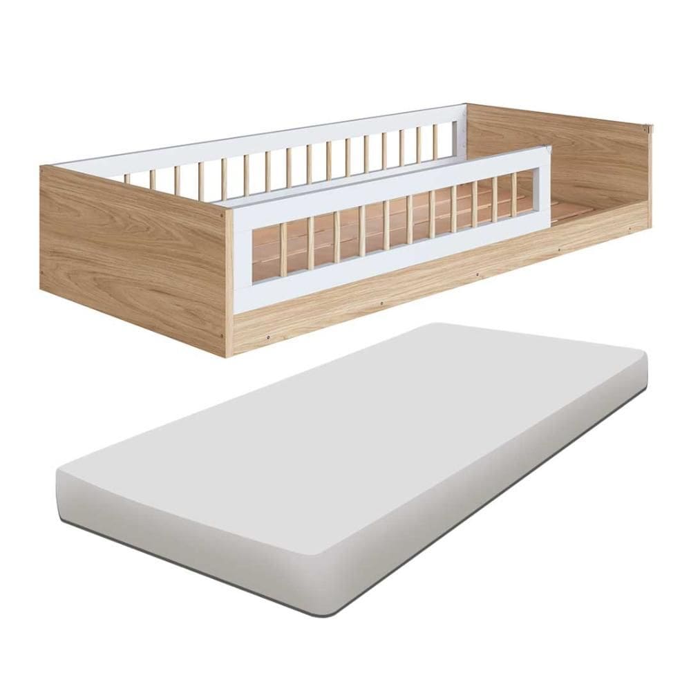 Cama Com Colchão Solteiro Montessoriana Infantil Proteção Lateral Affetto