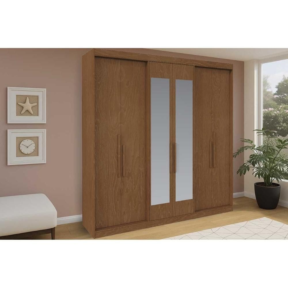 Guarda Roupa Casal 6 Portas (2 c/ Espelho) e 4 Gavetas PH 18041 Carvalho Vermontt - Herval