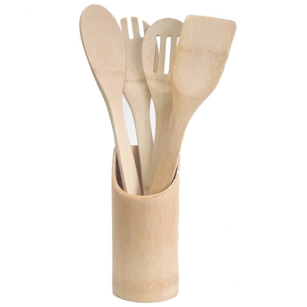 Utensilios De Cozinha Com 5 Peças - Bambu - Carisma