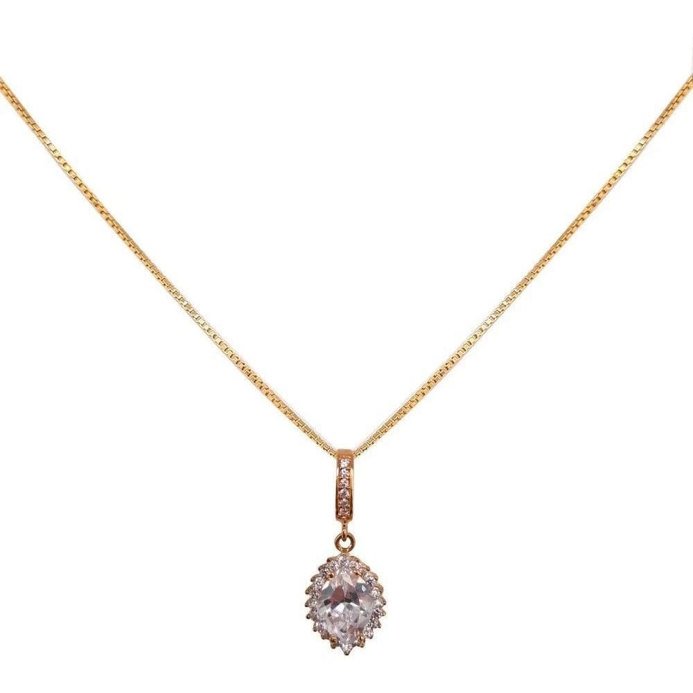 Colar Veneziano 45Cm Ouro 18K - Pingente Solitário Cravejado