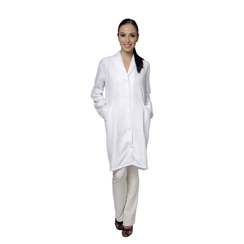 Jaleco Feminino Manga Longa Oxford Branco Santa Clara G