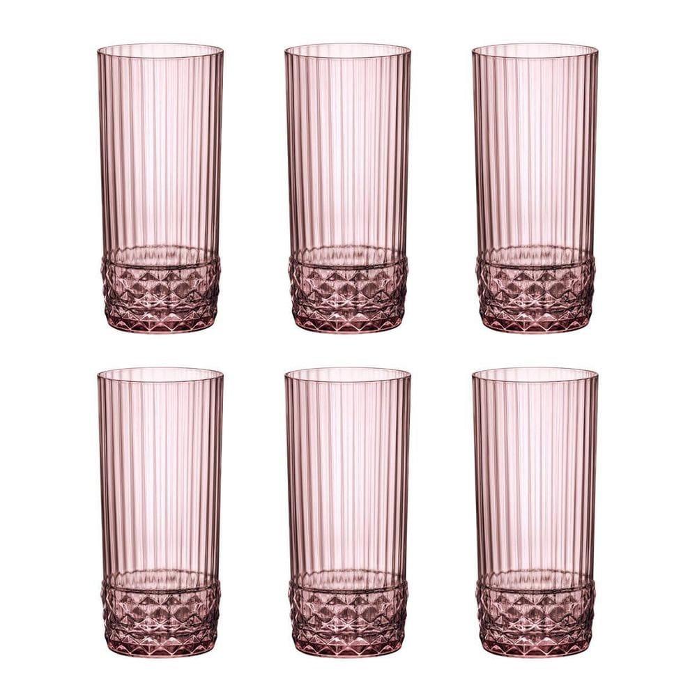 Jogo 6 Copos Cristal Água 490 Ml Lilás America 20S Bormioli