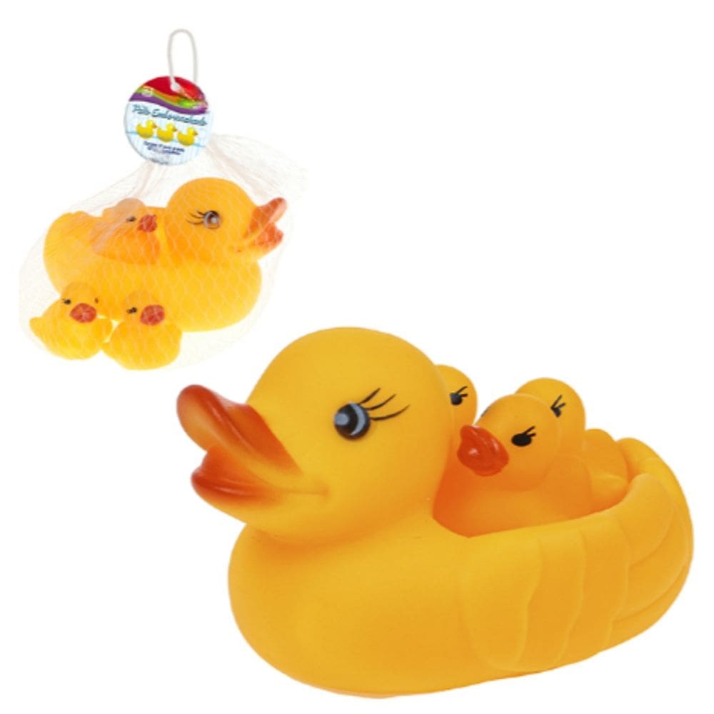 Kit 4 Brinquedo de Banho Pato com Patinhos Flutuantes