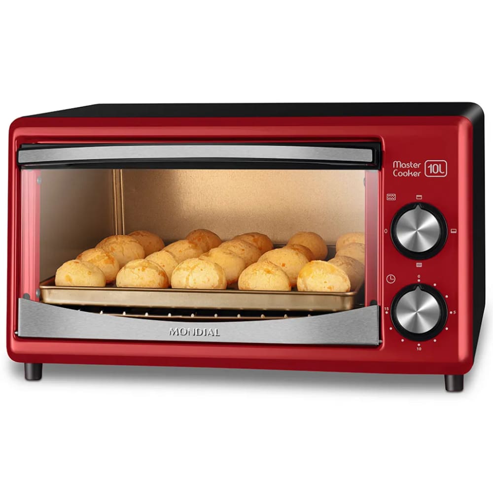 Forno Eletrico 10L Mondial 650W 6X1 com Timer Ellegance Red 127V