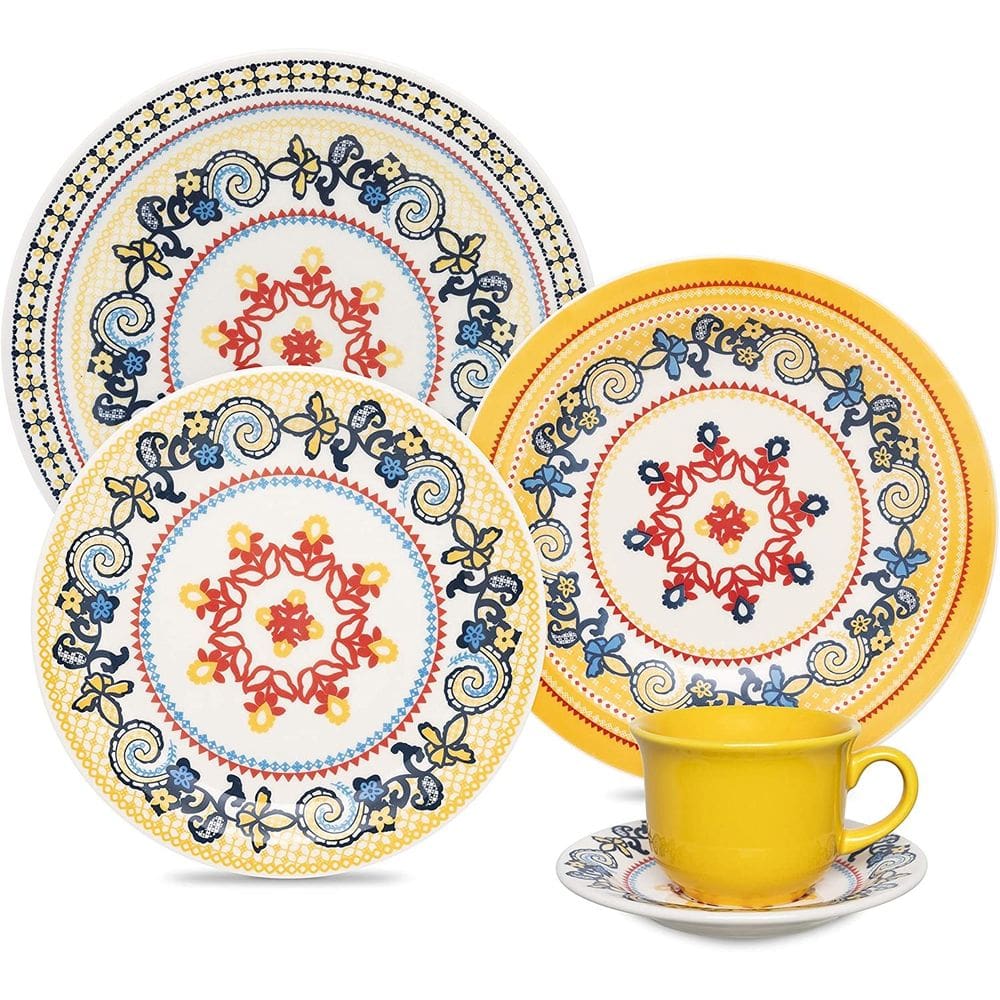 Jogo De Jantar Oxford Linha Luxo 30 Pc em Ceramica Alto Brilho Estampada