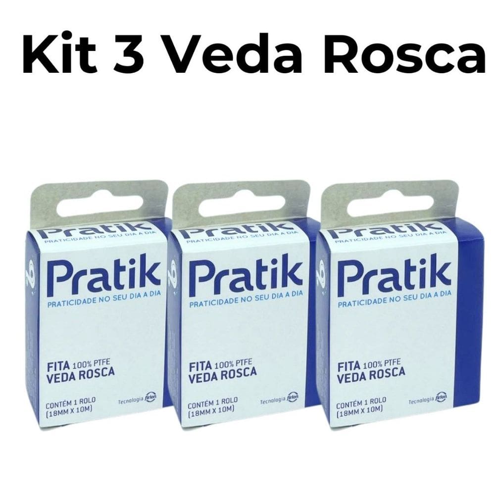 Kit 3 Fitas Veda Rosca Pratik 18mm x 10m Ideal Para Hidráulica em Geral