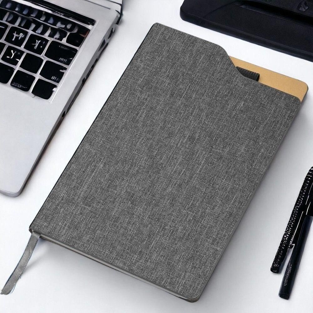 Caderno Elegante Com Capa Dura - Folhas Pautadas Para Anotações E Estudos Em Cinza