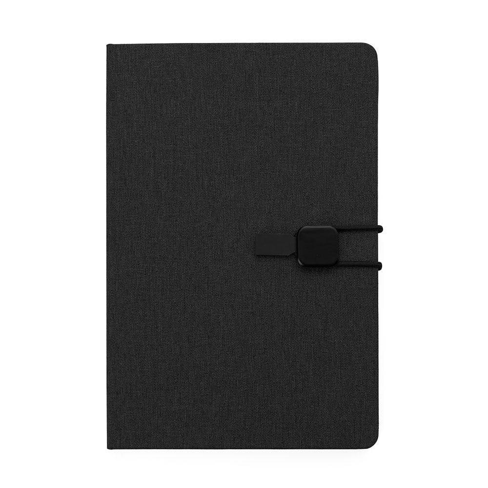 Caderno Elegante Cinza Com Capa Sintética E Fechamento Prático - Perfeito Para Anotações