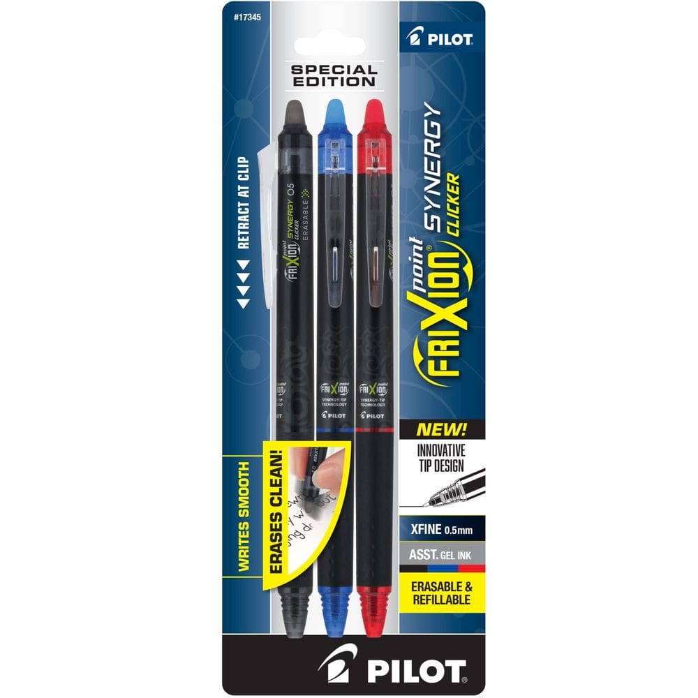 Canetas de tinta gel PILOT FriXion Synergy Clicker 0,5 mm, pacote com 3