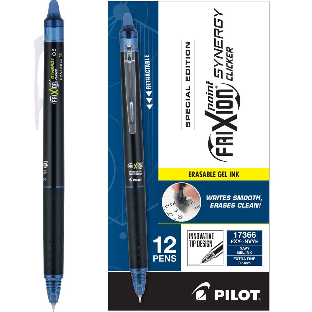 Canetas de tinta gel PILOT FriXion Synergy Clicker 0,5 mm, pacote com 12