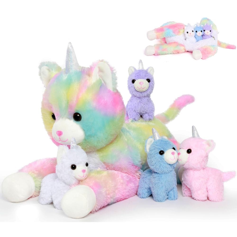 Bicho de pelúcia MoriSmos Unicorn Kitty Cat com bebês capricórnios