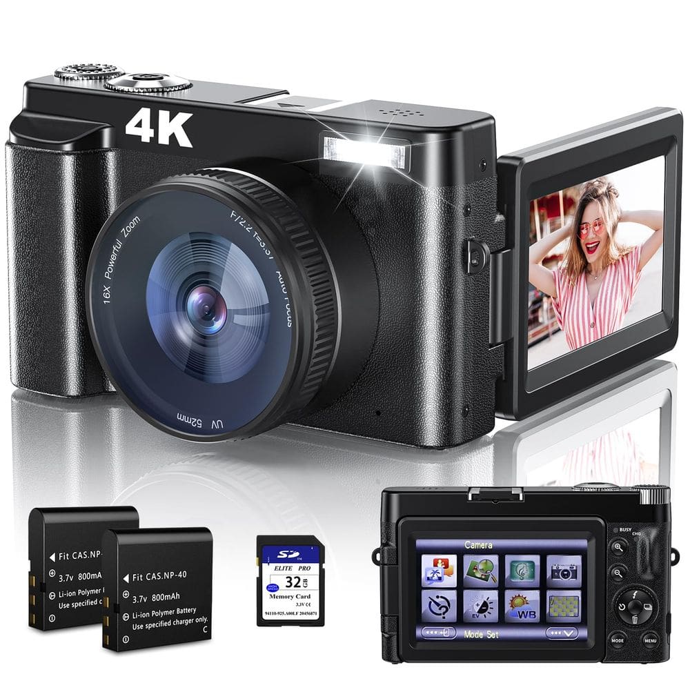 Câmera digital Sevenat 4K 48MP Vlogging com tela flip de 3&quot;