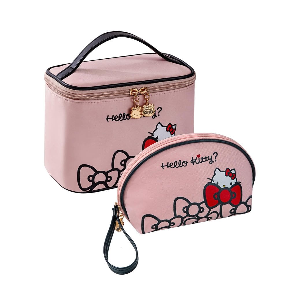 Bolsa de maquiagem de viagem AmbeAlla com cubo de alça grande, 2 peças rosa